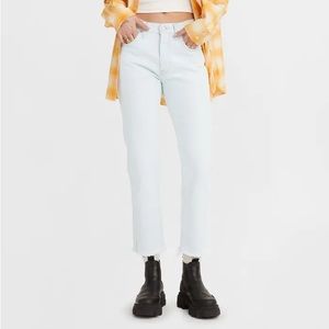 501® High Rise Raw Crop Straight Leg Jeans NWT